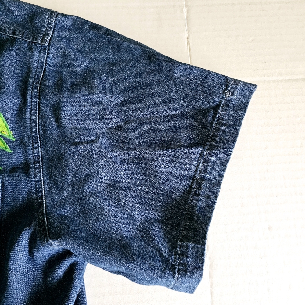 Vintage Haiks crazy cats denim blouse size L embroidered embellished - Picture 6 of 16